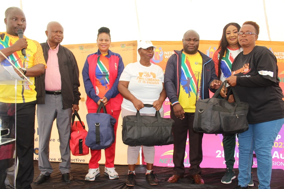 MEC Nakedi Kekana leads a walk against Gender Based Violence And Femicide (GBV) ahead of officially handing over a sport court to the Community of Mukondeni Ha-mulima  in Makhado Municipality